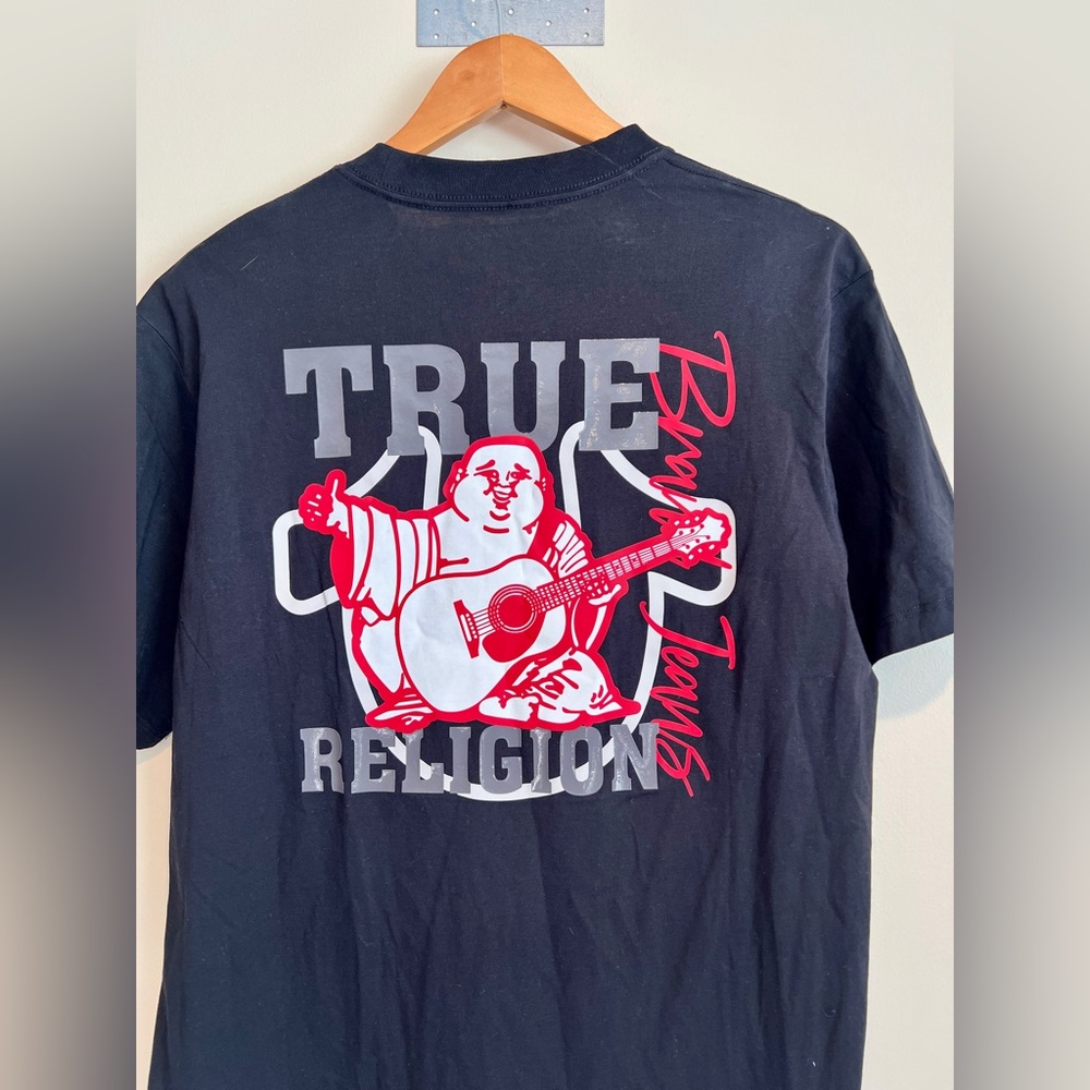 True Religion Men's Black Crew Neck Short Sleeve T-Shirt Size M 100% Cotton NTW
